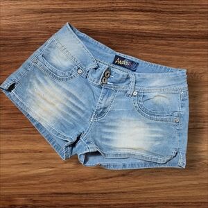Angels Light Whiskered Y2K Blue Jean Short Shorts